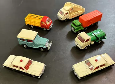 Tomica Diecast Japan Lot Of 7 Vintage 70s Toyota Crown Land Cruiser HIACE Trucks • $41.50