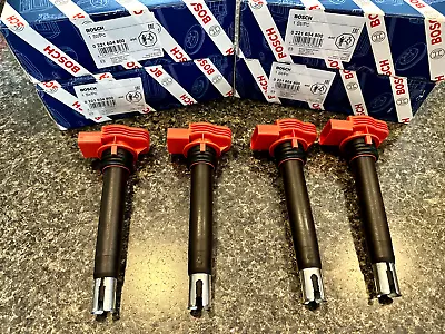 $80 • Buy 4x NEW OEM VW Touareg Audi A4 S5 R8 A8 4.2 FSI Bosch Red Top Ignition Coil Packs