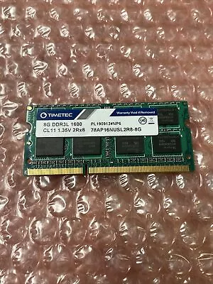 Timetec 8GB DDR3L 1600 PL190822P-W1 2Rx8 Laptop Memory • $9