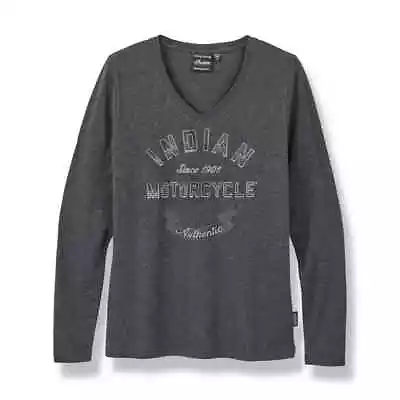 * Genuine Indian Motorcycle Women's Charcoal Raglan Long Sleeve T-Shirt 2861657- • $58.23