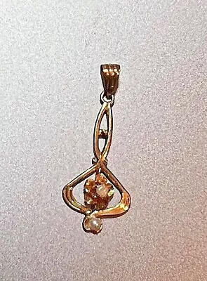 Vintage 10K Yellow Gold Seed Pearl Lavalier Pendant  • $156