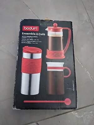 Bodum Coffee Set Brazil 3 Cup Press S Steel Travel Mug Glass Mug Bistro Spoon • £29.99