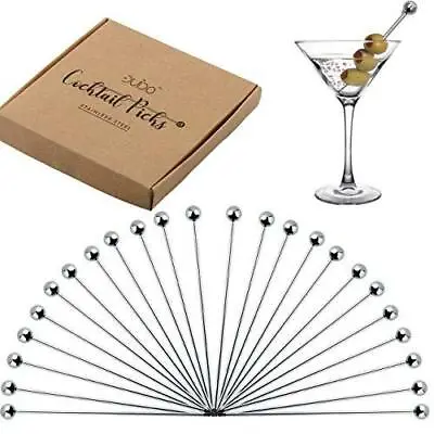Cocktail Picks Stainless Steel Toothpicks – 4 Inch 24 Pack Martini Picks Reusabl • $14.99