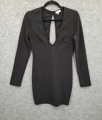 $15.99 • Buy Tobi Mini Dress Womens Small Long Sleeve Deep V-Neck Black Stretch Knit