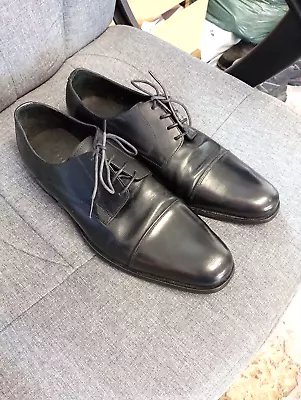 M&S Sartorial Black All Leather Oxford Shoes Size 12 • £7.99