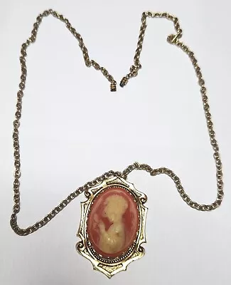 Vintage Gold Tone Cameo Necklace. Some Damage On Accent Pieces.  • $6