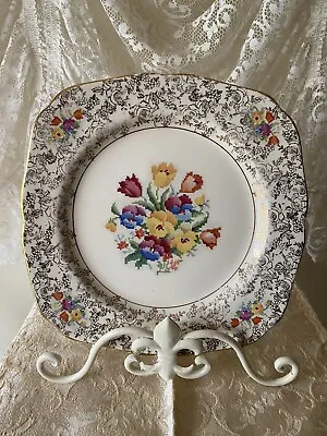 Vintage H&K Tunstall England Petit Point Tapestry Plate • $40