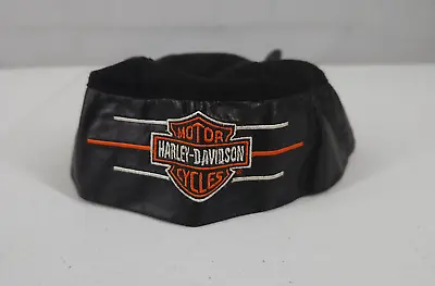 Harley Davidson Skull Cap Bandana Black Leather Biker Motorcycle Head Wrap Mens • $38.88