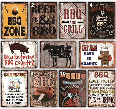 Metal BBQ Garage Sign Garden Bar Kitchen Various Designs • £4.99