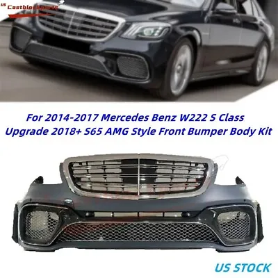 For 14-17 Upgrade 2018+ Mercedes S Class W222 S65 AMG Style Front Bumper+Grille • $1400.94