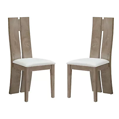 Set Of 2 Dining Chairs MDF PU Leather Cushion Wood Back Side Chairs • $198.55