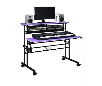 Musiea Sit And Stand Music Studio Desk Workstation With 2x3U Rack (Violet) • $179.10