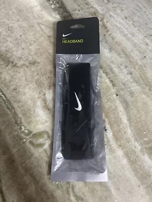 Nike Headband Mens One Size Black Athletic Sport Team Unisex White Swoosh • $8