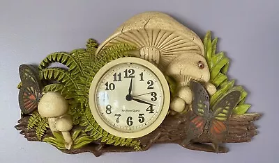 Vintage 1970’s Mushroom Fern Butterfly Wall Clock. Plz Read Description. • $55