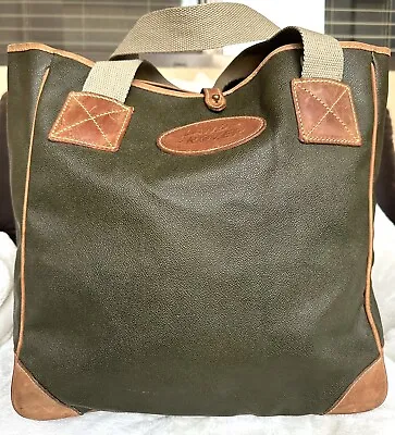 Vintage Tote Bag Land Rover Mulholland Brothers Leather Green Purse Made In USA • $144.95