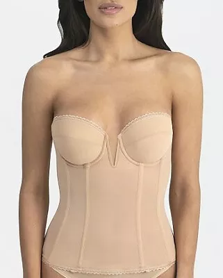 Dominique MOCHA Vivienne Strapless Garter Seamed Bustier US 38F UK 38E • £37.05