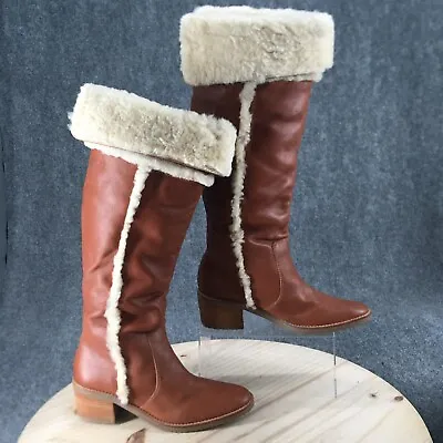 Michael Kors Boots Womens 10 M Shearpa Tall Shearling Brown Leather Fur Pull On • $51.99