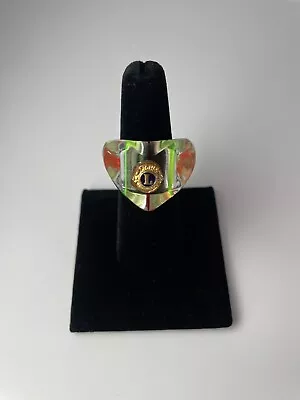 Vintage Lucite Lions Club Heart Ring Chunky Mid Century • $9