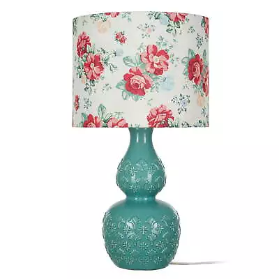 Vintage Floral Table Lamp Green Finish • $31.50