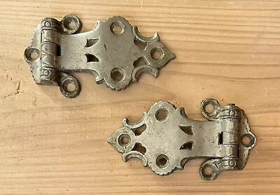 DS-121–TWO (2) Matched Antique Salvaged Brass Nickel Plated Hinges Old  Ice Box • $16.50