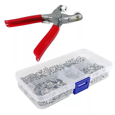 100 Pieces Metal Snaps Buttons With Fastener Pliers Press Tool Kit For DIY • $11.08