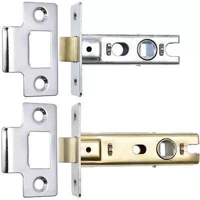 POLISHED CHROME 63mm / 75mm TUBULAR MORTICE LATCH Internal Door Handle Catch • £3.25