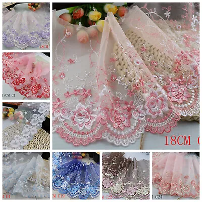 1 Yard Delicate  Embroidered Flower Tulle Lace Trim Wedding/sewing/craft Lace 63 • $2.29