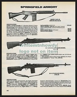 1988 SPRINGFIELD SAR-48 M1 Garand M1A Standard Model Rifle PRINT AD • $12.98
