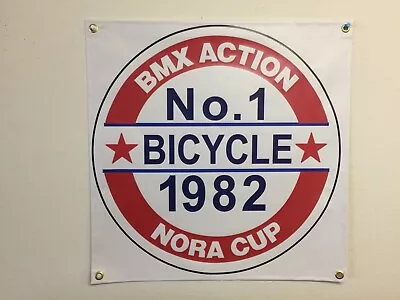 Old School Bmx Bicycle Action  Nora Cup 2x2 Banner Vdc  Mancave Display • $45