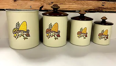 VTG 70s Mid Century Retro Merry Mushroom Aluminum Kitchen Canister Set 4 (12B) • $65