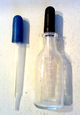 Two Vintage Pharmacy Drugstore Medicine Droppers With Rubber Bulbs + 1 Bottle • $5.99