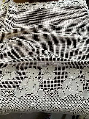 Heritage Teddy Bear 1980's  Macrame Ring Curtain Lace Ecru USA 36 X 10 Yards • $50