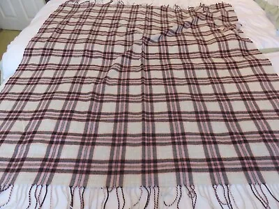 Jack Wills Pink Ivory Burgund Tartan Big Check Cosy Xl Scarf Scarf Throw Blanket • £7.99