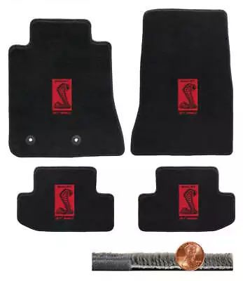 2015-2020 Shelby Black Ultimat Front Rear Floor Mats - Red  GT350R Snake Emblem • $275.98