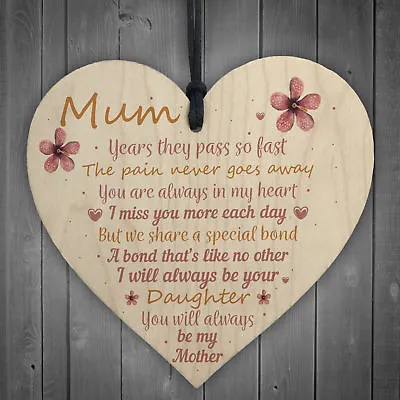 Mum Garden Memorial Gift Wooden Heart Grave Plaque Gifts For Mum In Memory Sign  • £3.99