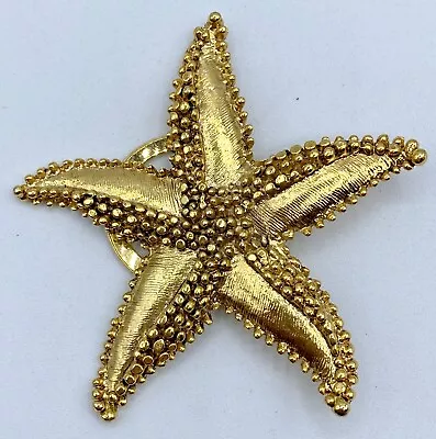 C5-1001 Vintage Brooch Gold Tone Pin 2.5  Sea Ocean Starfish Fish • $4.99