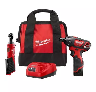 Milwaukee 2401-21R M12 Cordless 3/8” Ratchet And Screwdriver Combo Kit. • $139.90