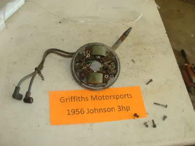 1956 Johnson 3hp Outboard Motor Vintage 50's Stator Plate Armature Coils Points • $69