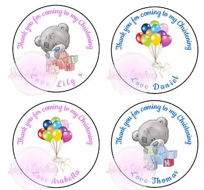 £2.25 • Buy Personalised Teddy Bear Balloons Thank You Christening Stickers Labels Occasions