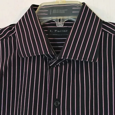 J Ferrar Mens Large Button Up Shirt Long Sleeve Black Stripes Size L Large Nice • $9.99