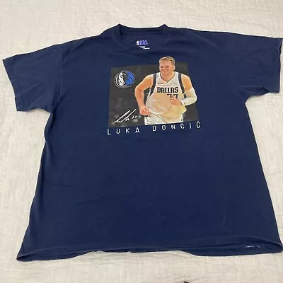 Men’s XL NBA T Shirt Luka Doncic Dallas Mavericks Blue Graphic Short Sleeve • $12.49