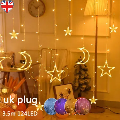 Memory Moon Star 124LED String Fairy Lights Ramadan EID Mubarak Curtain Decor UK • £13.99