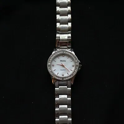 £10.99 • Buy HENLEY Silver Tone Rose Gold Diamante Circular Bracelet Wristwatch - EHB 