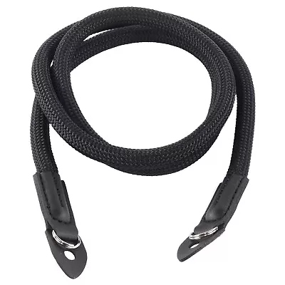 Black Nylon Rope Camera Neck Strap For Film Digital Canon Nikon Olympus OM Sony • £12.42