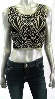 Rossmore Women Metallic Sleeveless Midriff Top SZ S Knit Black Gold  • $4.99