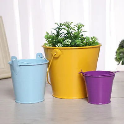 Garden Balcony Metal Plant Flower Pots Basket Small Iron Bucket Planter Kegs • £5.11