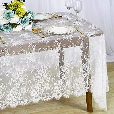 Lace Tablecloth Rectangular 60x120-Inch White Lace Overlays Rustic Table Clot... • $24.09