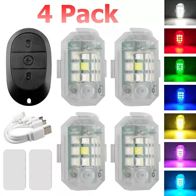 2/4x Rechargeable High Brightness Wireless LED Strobe Lights For Motorcycle Bike • $15.03