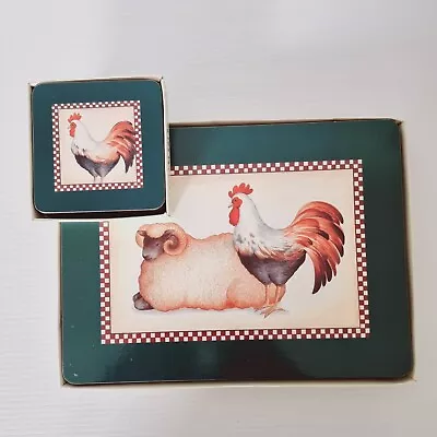 Top Table Retro Country Kitchen Rooster/ram Cork Backed Placemats & Coasters • $39.95