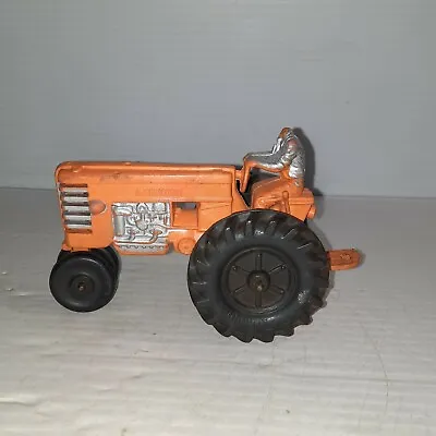 Vintage Auburn Orange W/ Black Wheels Rubber Farm Tractor Toy  • $19.99